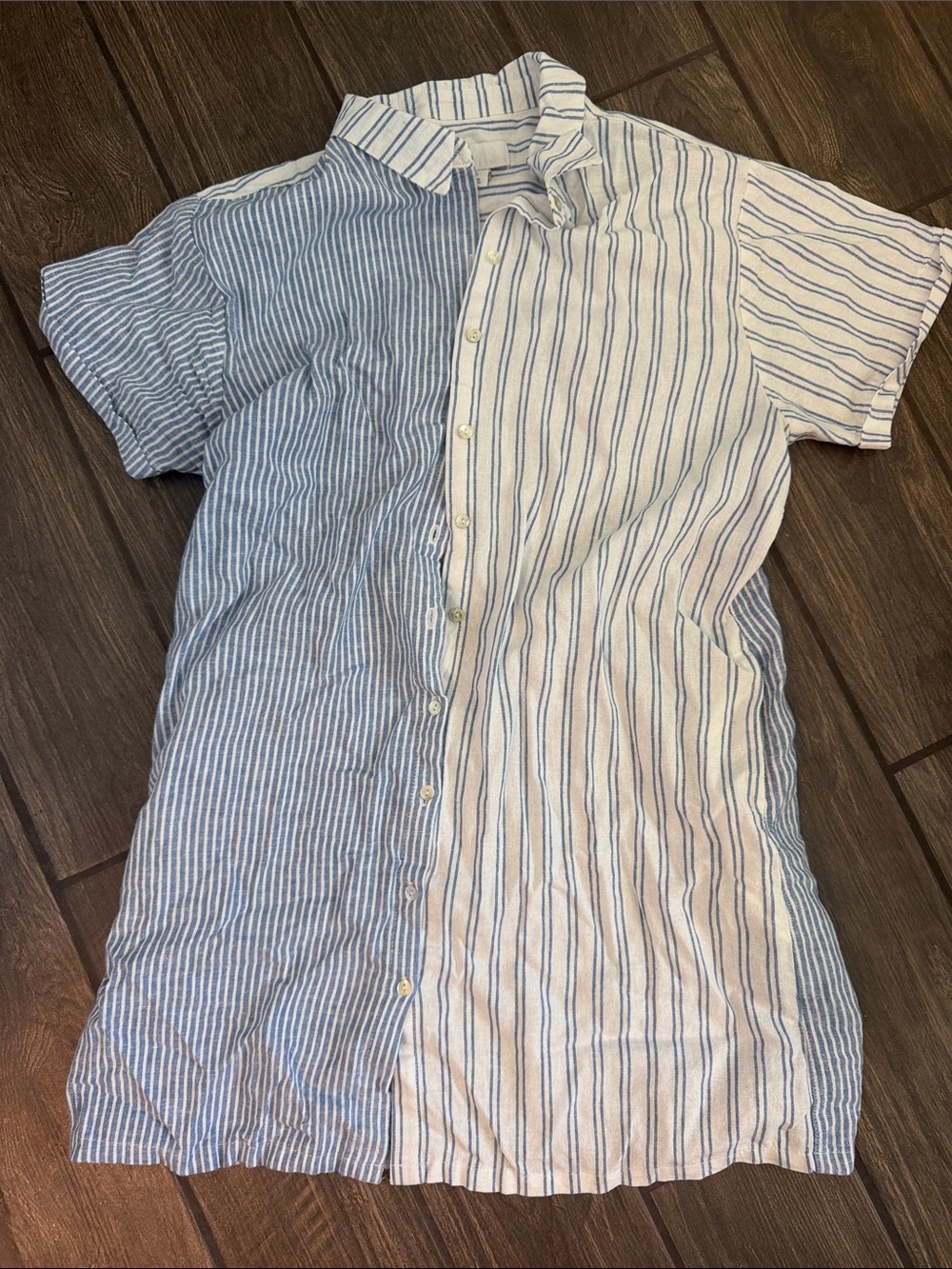 C&C California Blue & White Striped Short-Sleeve Button-Up